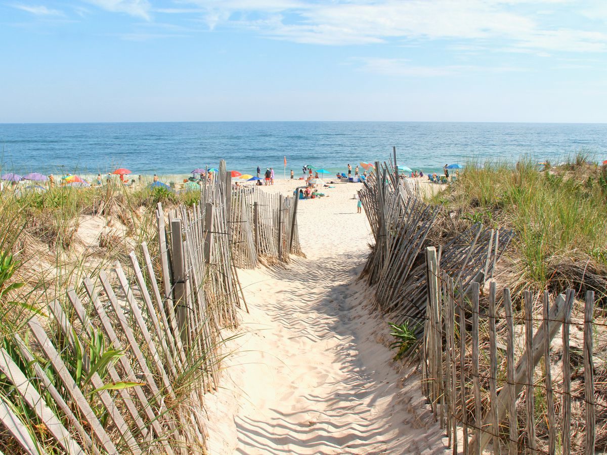 Tiana Beach with powdery white sand and quiet atmosphere near Hampton Bays, NY