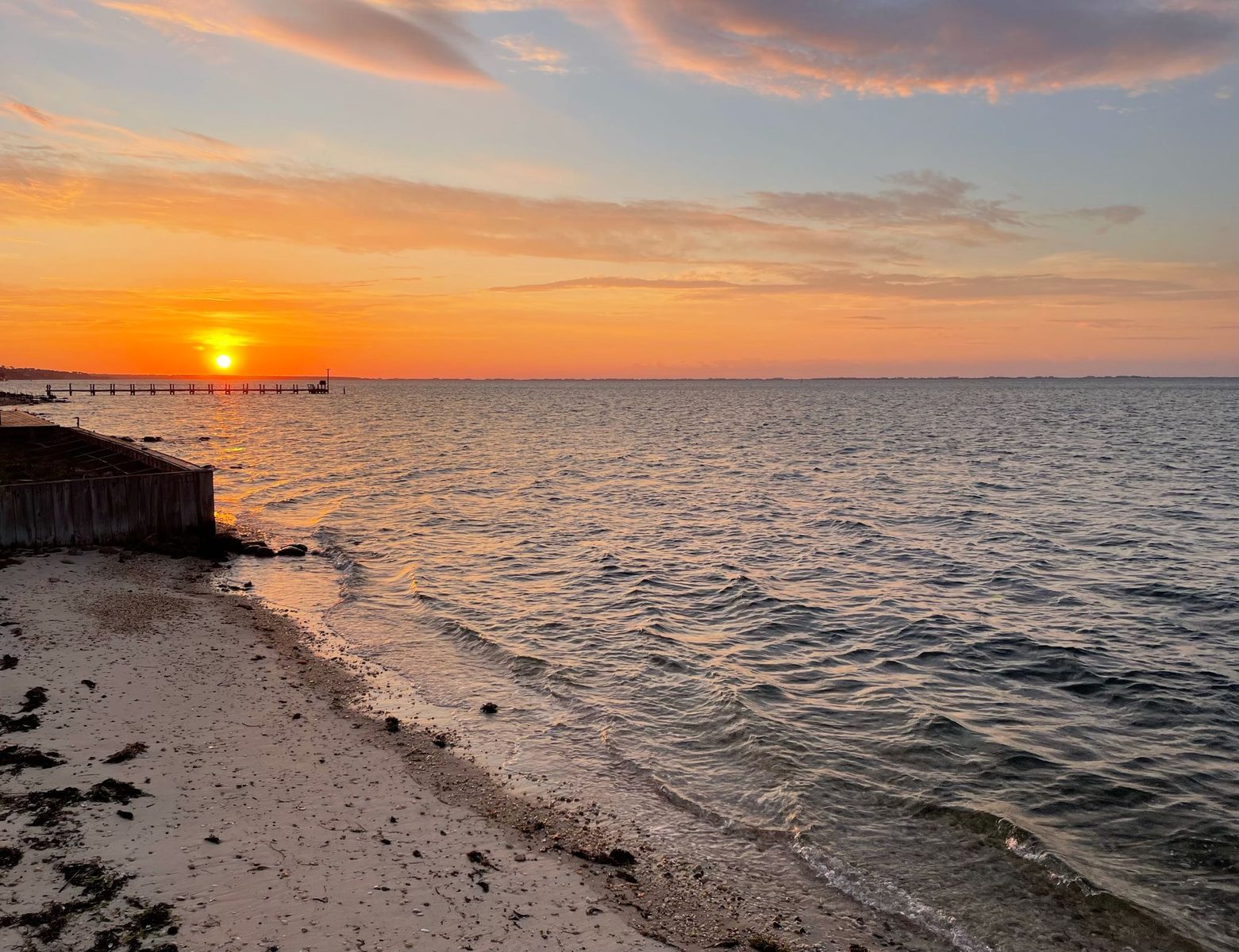 Stunning sunset over Shinnecock Bay at Ocean View Terrace Inn, Hampton Bays