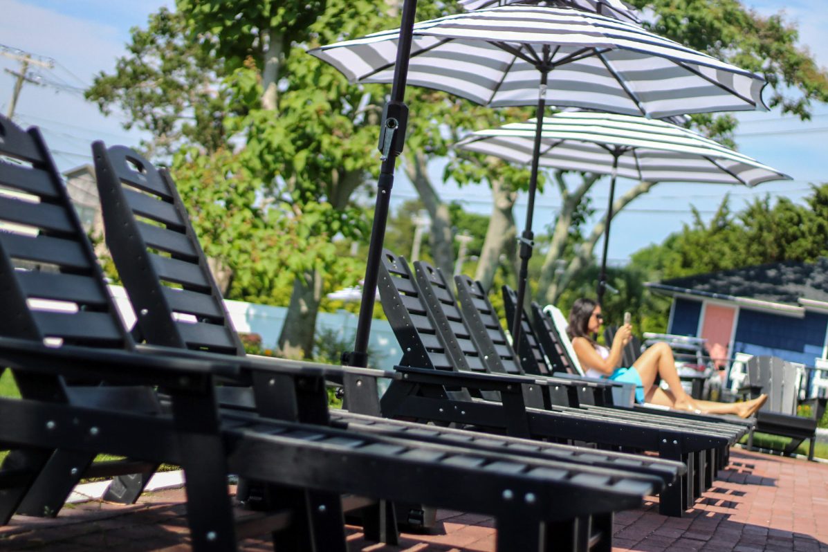 Poolside cocktail setting at Ocean View Terrace Inn